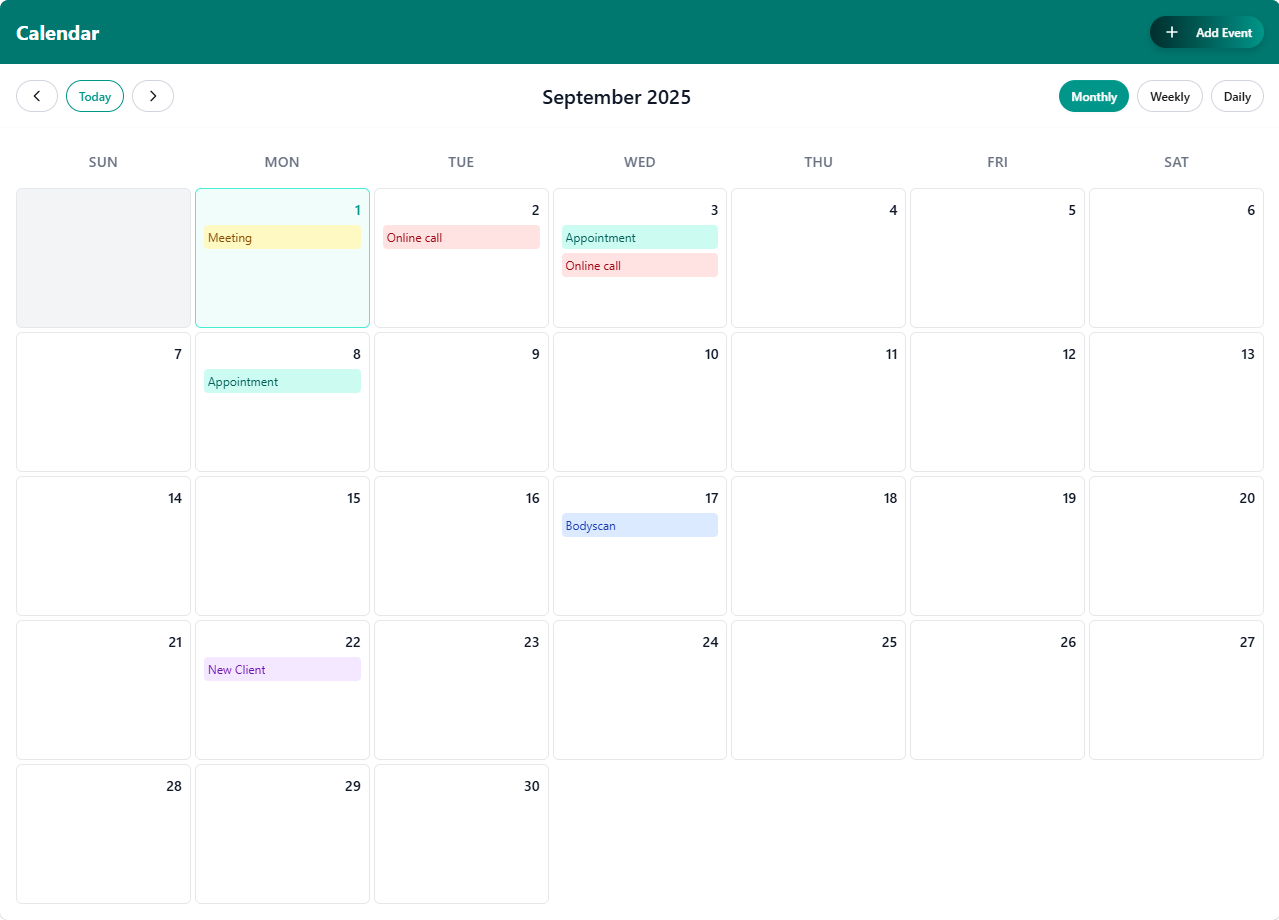 a screenshot of the calendar feature
